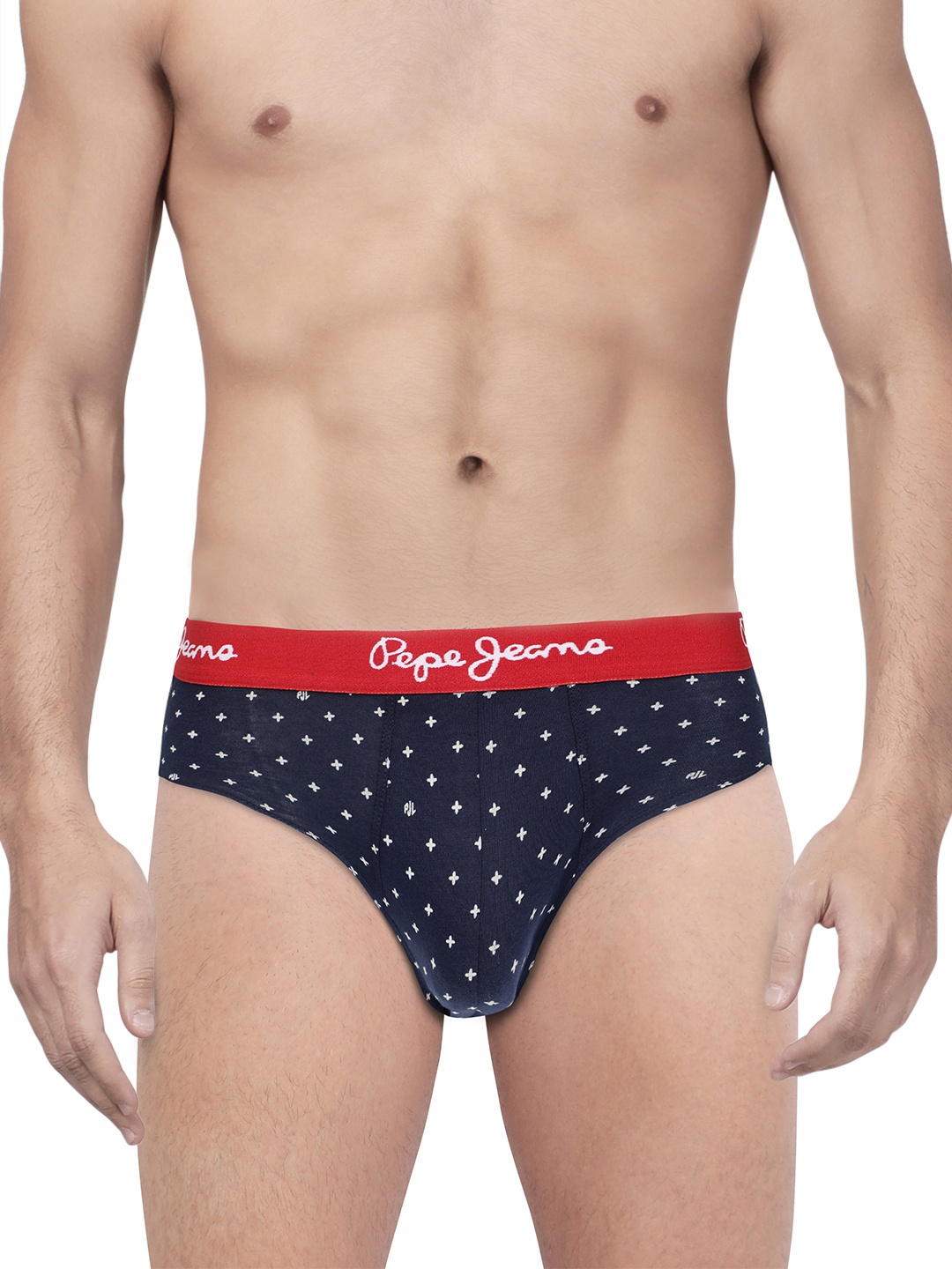 

Pepe Jeans Men Navy Blue & White Printed Briefs 8904311300960