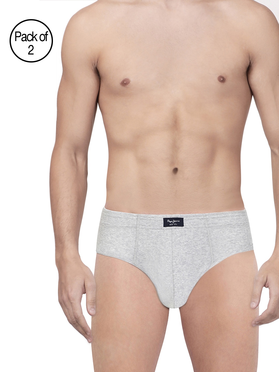 

Pepe Jeans Men Grey Melange Pack Of 2 Contour Briefs 8904311300229