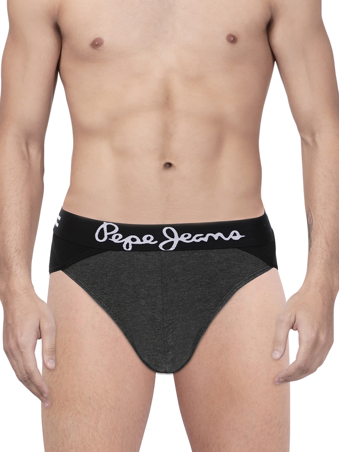

Pepe Jeans Men Charcoal Grey & Black Colourblocked Briefs 8904311311584