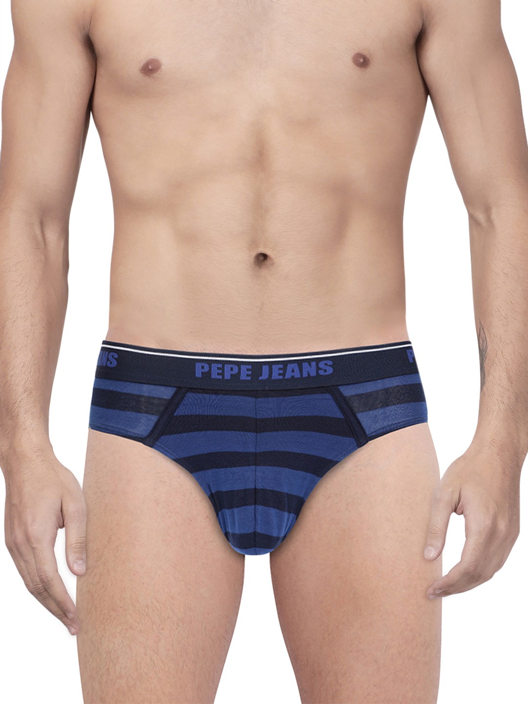 

Pepe Jeans Men Blue Striped Trend Briefs 8904311303169, Navy blue