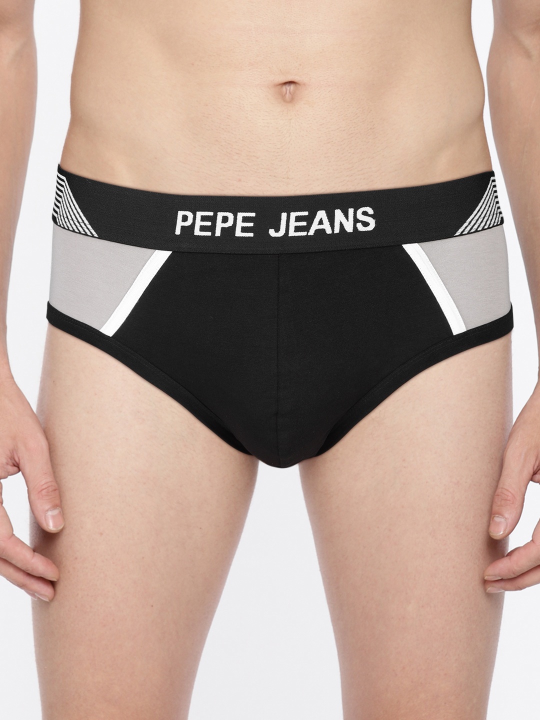 

Pepe Jeans Men Black & Grey Colourblocked Briefs 8904311303725
