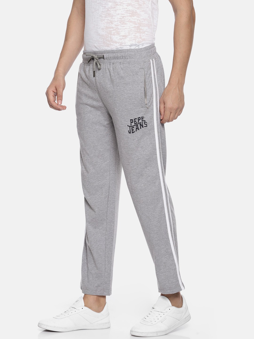 

Pepe Jeans Men Grey Melange Regular Fit Solid Athleisure Track Pants