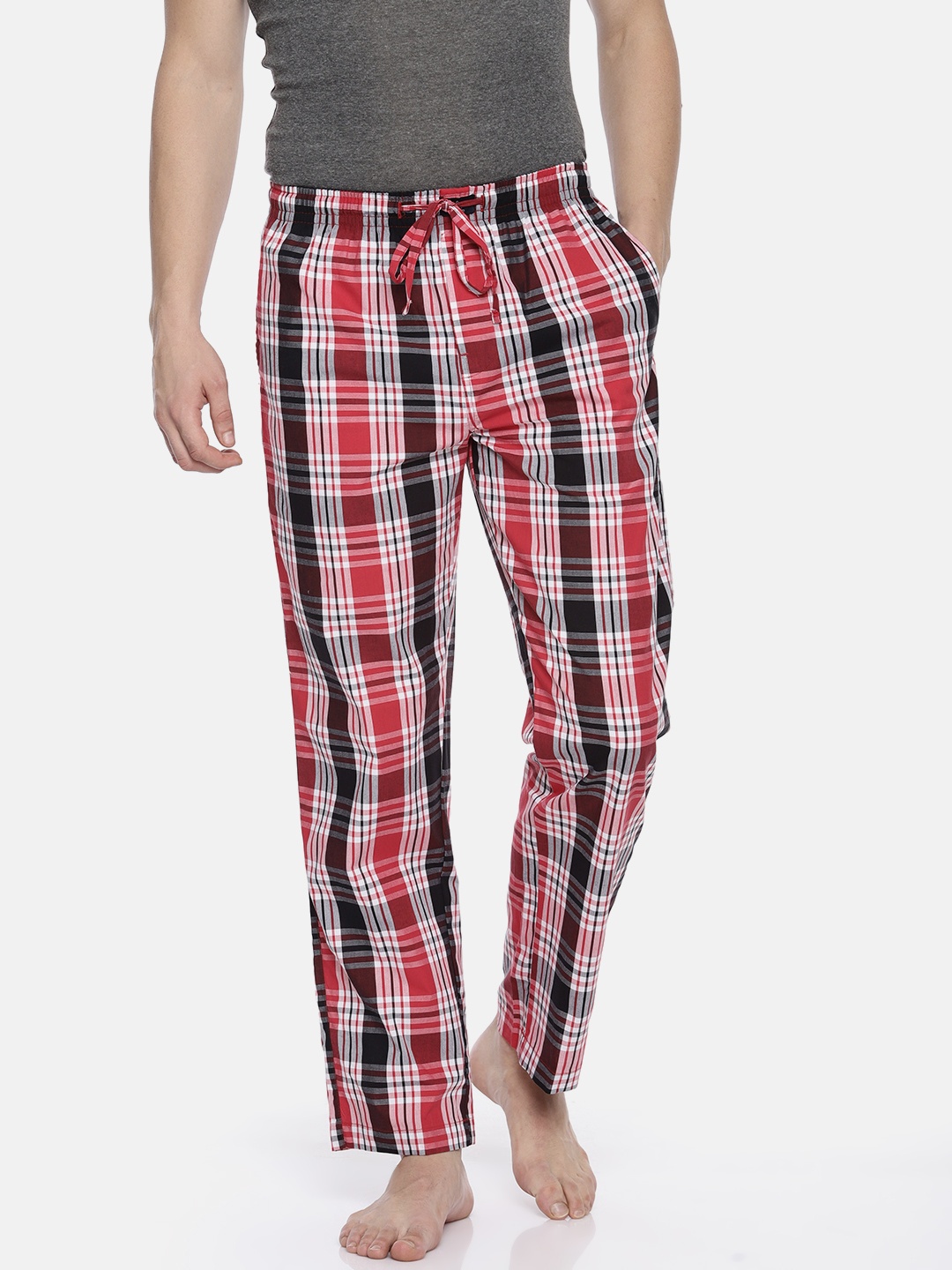 

Pepe Jeans Men Red & Black Checked Lounge Pants