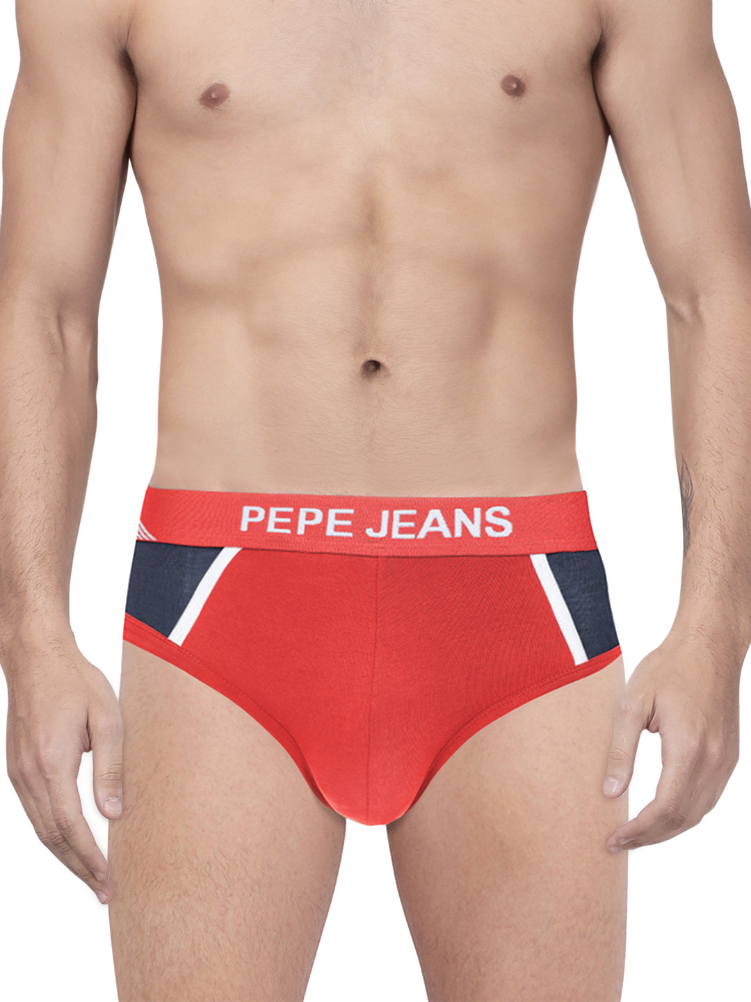 

Pepe Jeans Men Red & Navy Blue Colourblocked Briefs 8904311303848
