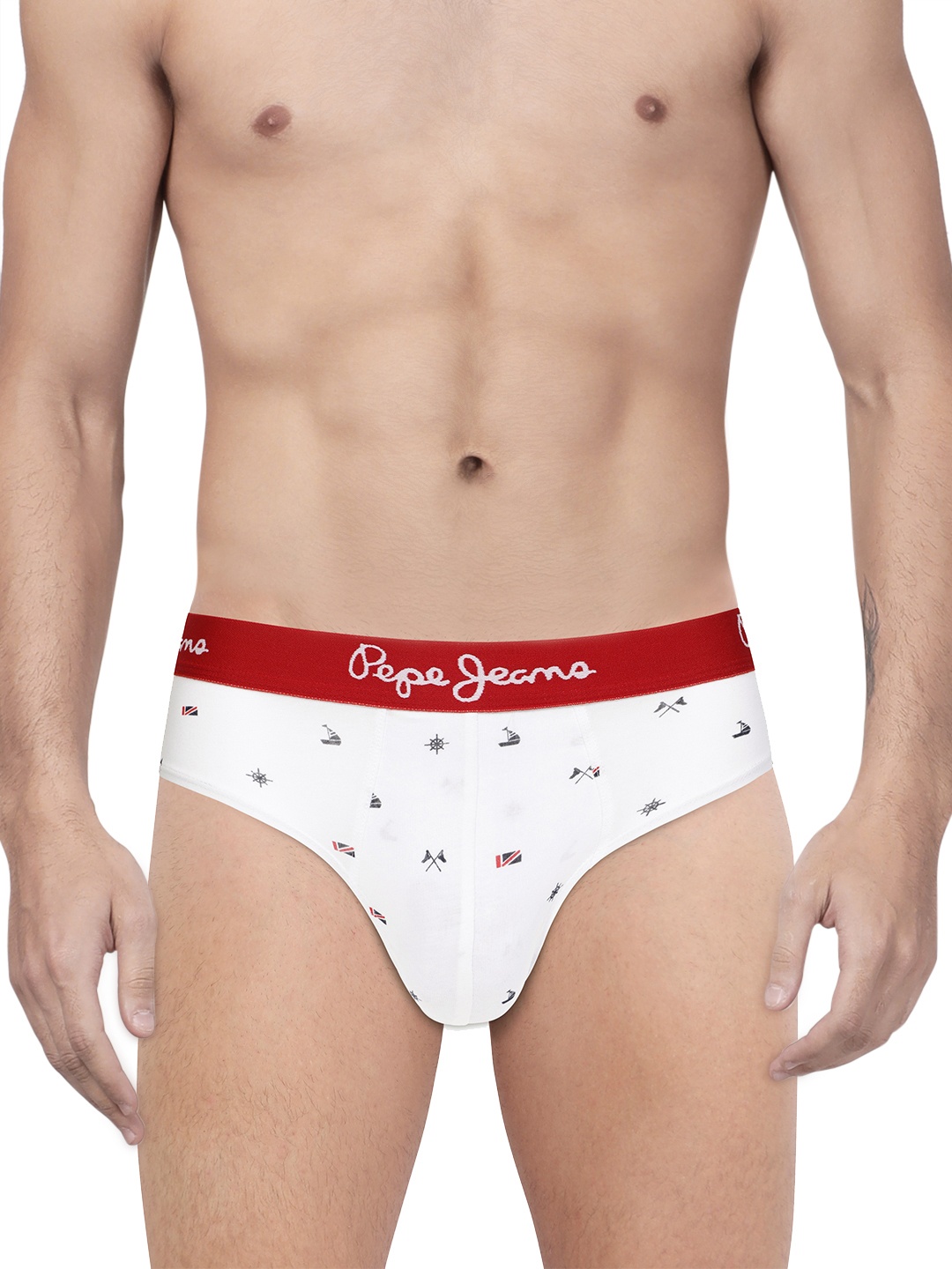 

Pepe Jeans Men White Printed Brief 8904311300878