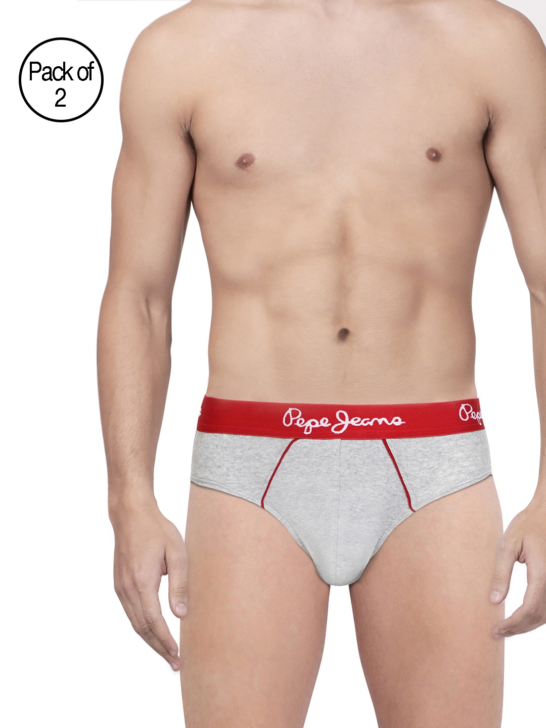 

Pepe Jeans Men Pack of 2 Grey Melange Solid Briefs 8904311300366