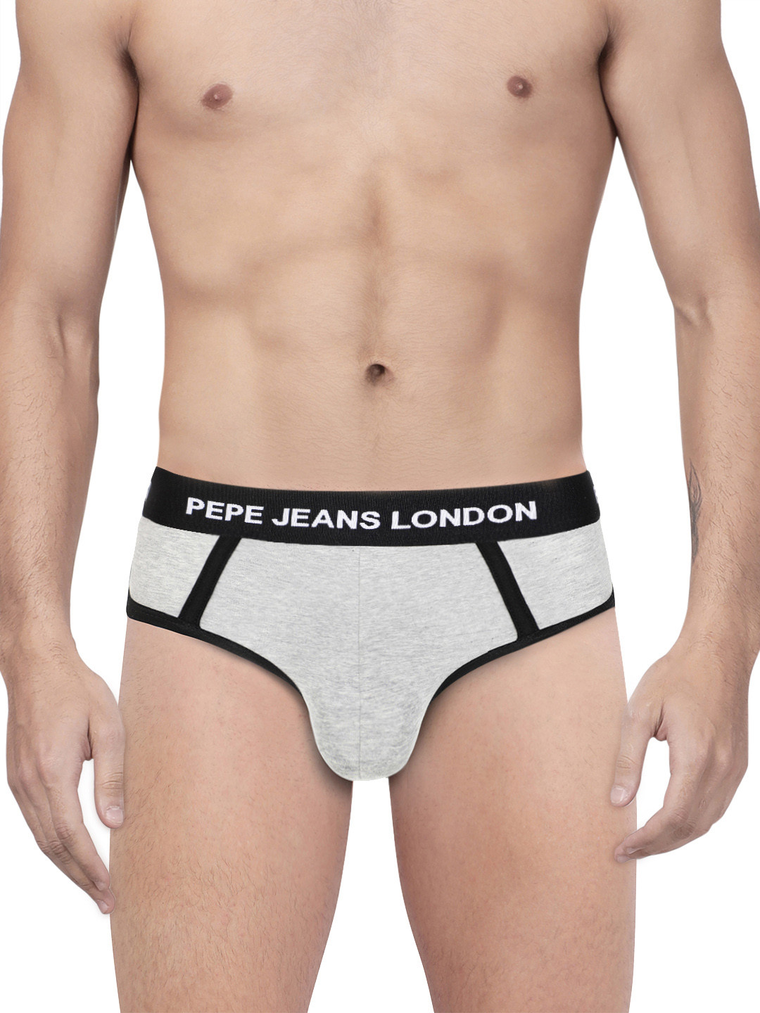 

Pepe Jeans Men Grey Solid Briefs 8904311303312, Grey melange