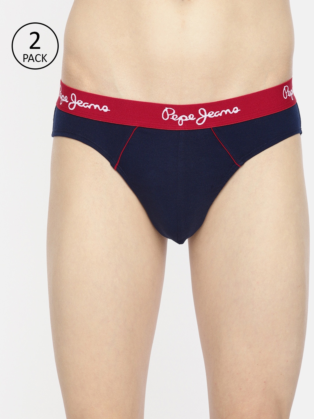 

Pepe Jeans Men Pack of 2 Navy Blue Solid Basic Briefs 8904311300274