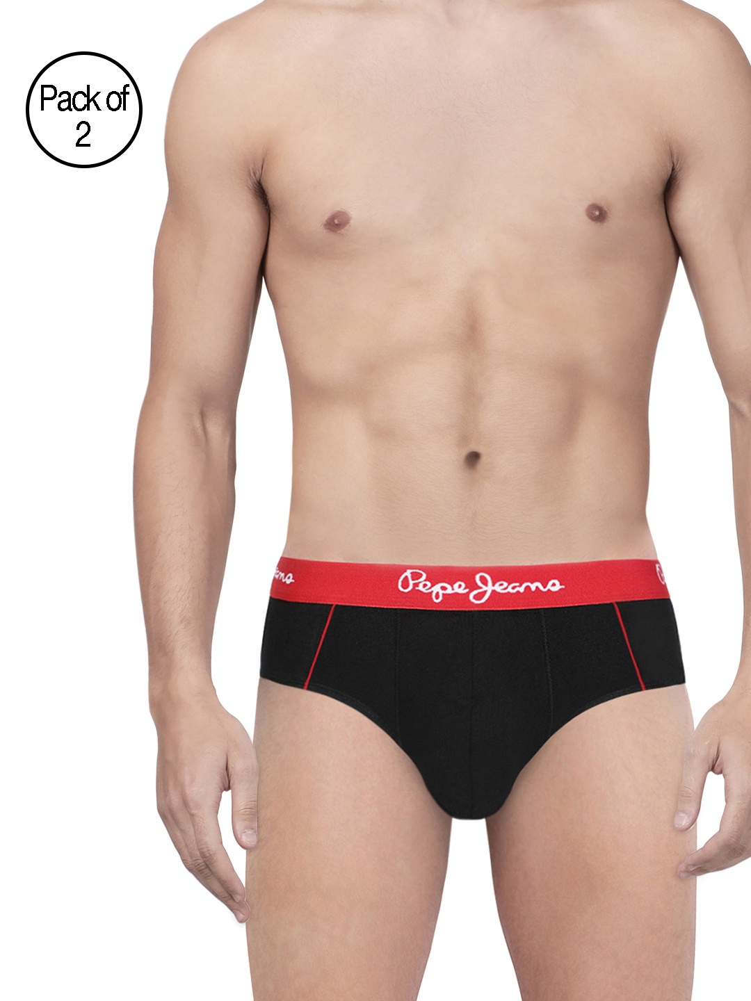 

Pepe Jeans Men Pack of 2 Black Solid Hipster Briefs 8904311300519