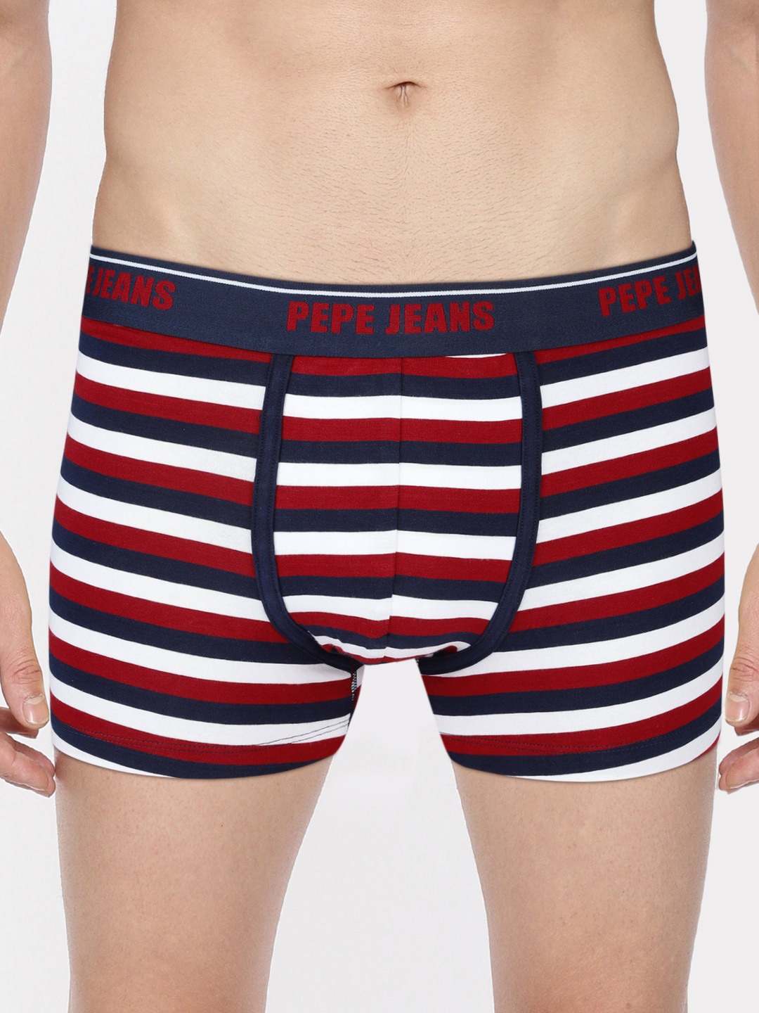

Pepe Jeans Men Navy & Red Striped Trunks 8904311304838, Navy blue