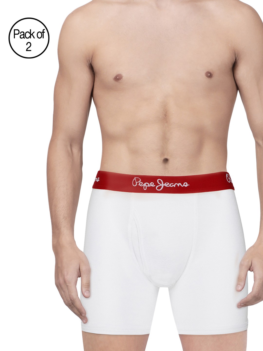 

Pepe Jeans Men White Pack Of 2 Solid Midrise Trunks 8904311301479