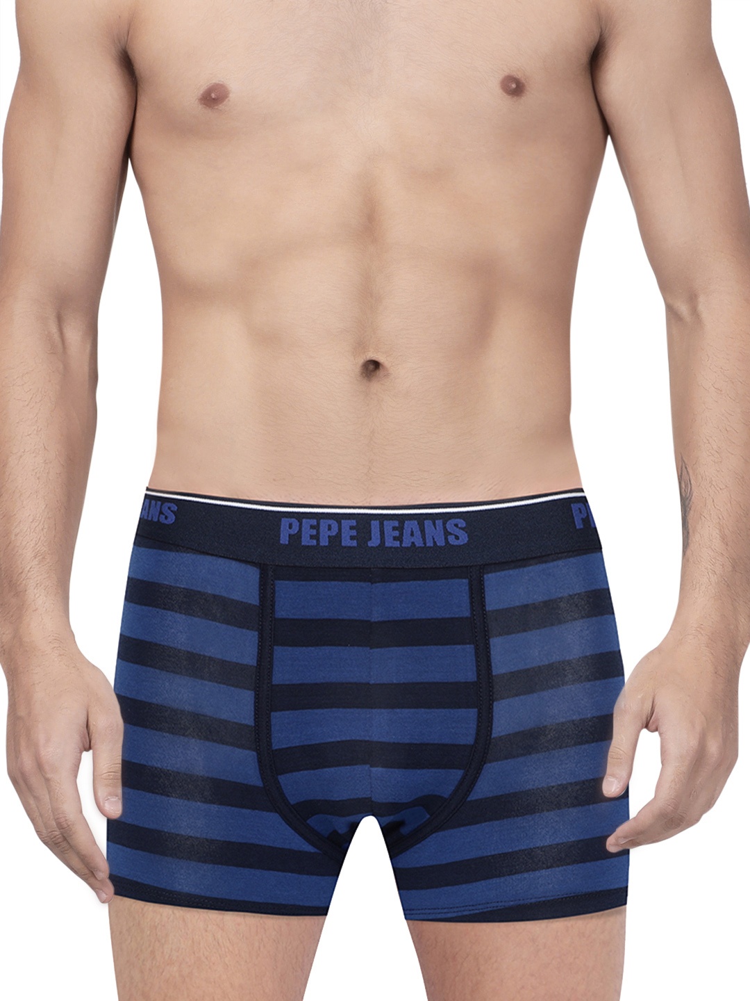 

Pepe Jeans Men Blue & Black Striped Trunk 8904311304807