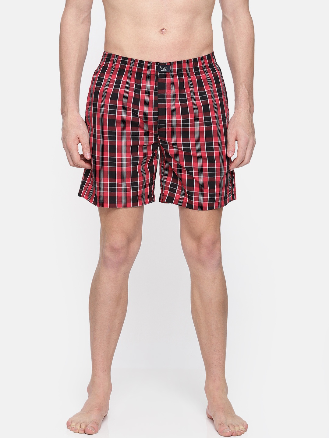 

Pepe Jeans Men Black & Red Checked Pure Cotton Boxers 8904311306160