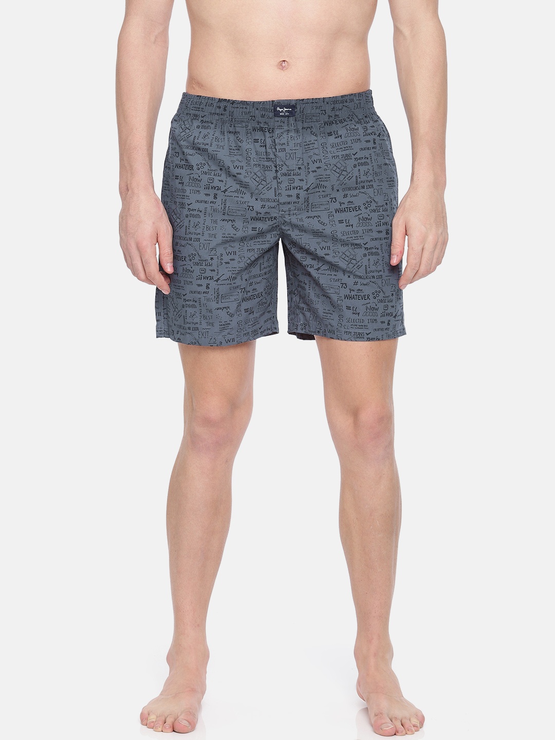 

Pepe Jeans Men Grey & Black Printed Pure Cotton Boxers 8904311306283