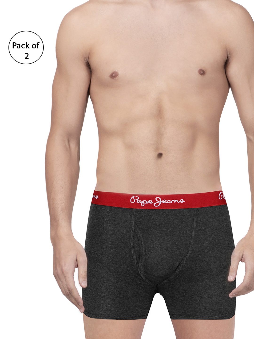 

Pepe Jeans Men Pack of 2 Charcoal Grey Solid Trunks 8904311301547