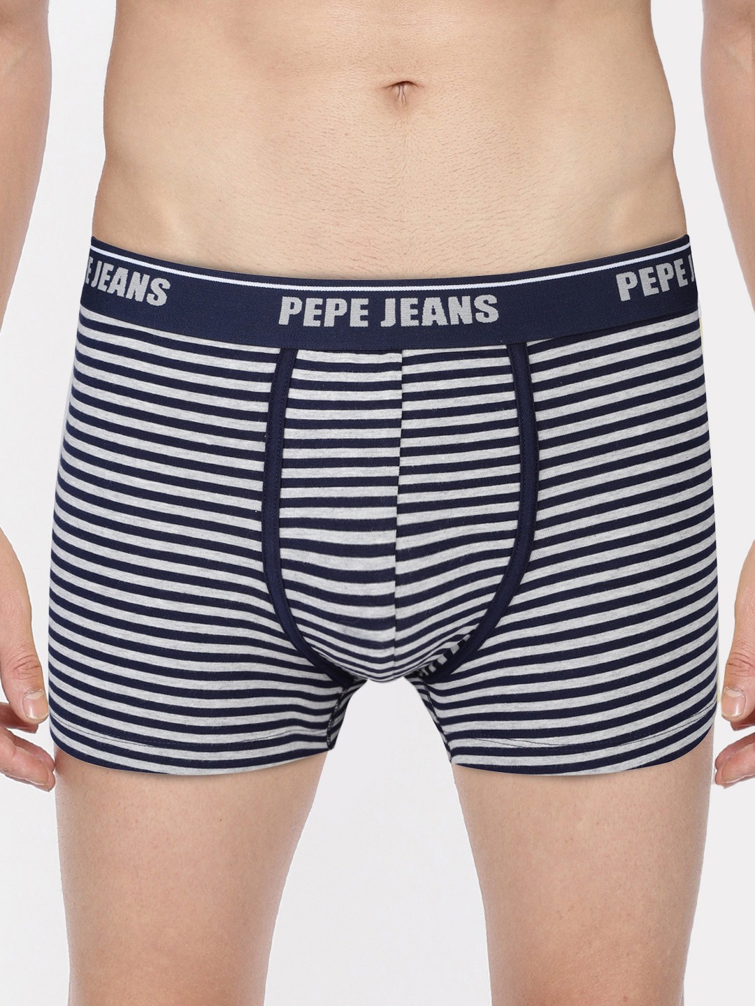 

Pepe Jeans Men Navy Blue & Grey Striped Trunks OPT05