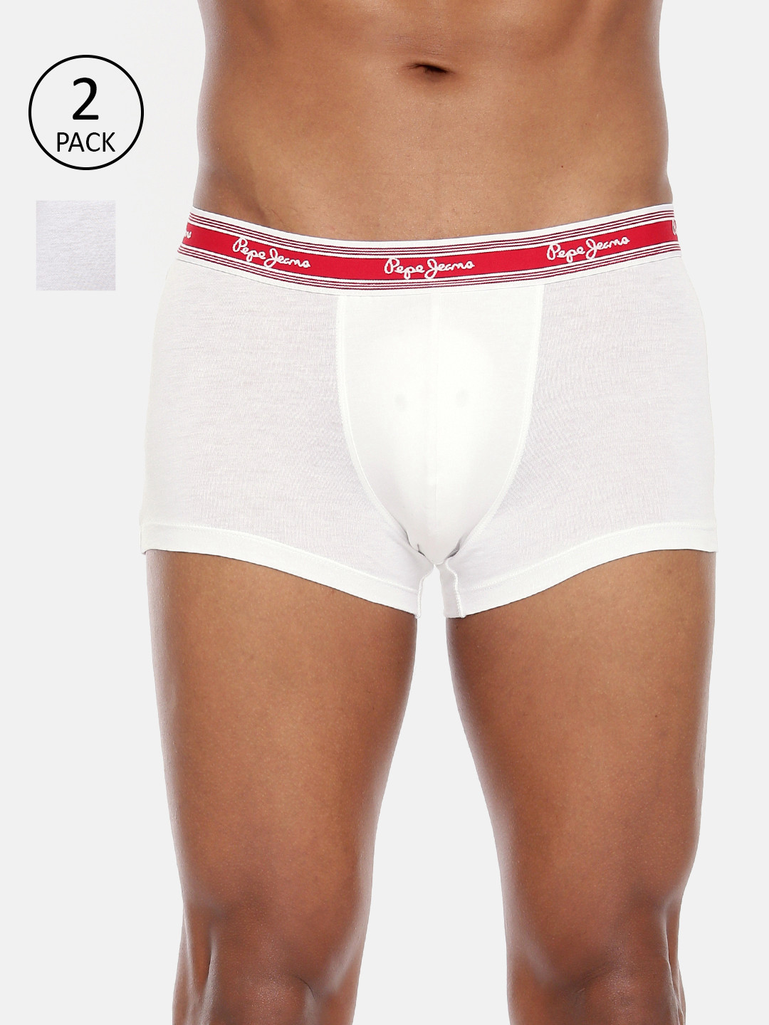 

Pepe Jeans Men Pack of 2 White Solid Trunks 8904311301691