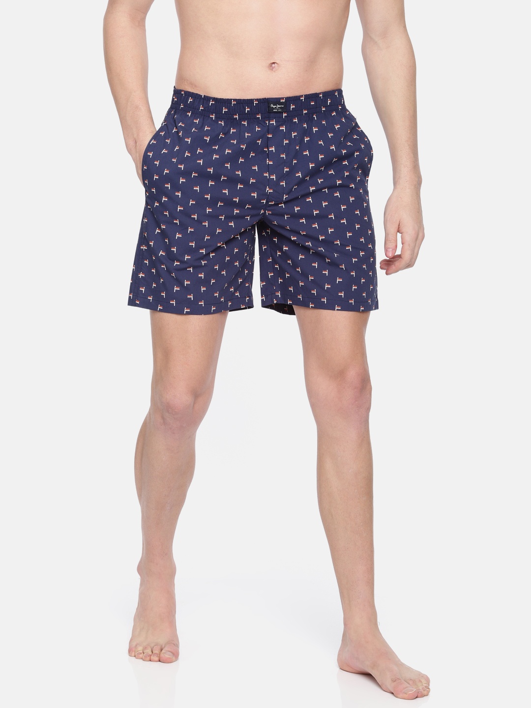 

Pepe Jeans Men Navy & Red Printed Pure Cotton Boxers 8904311306207, Navy blue