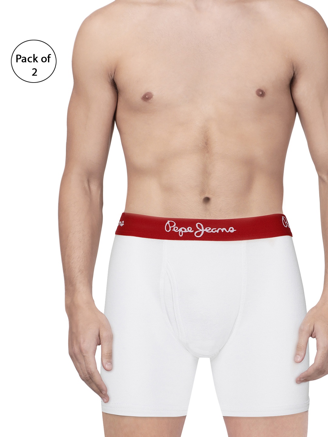 

Pepe Jeans Men Pack of 2 White Solid Trunks 8904311301493