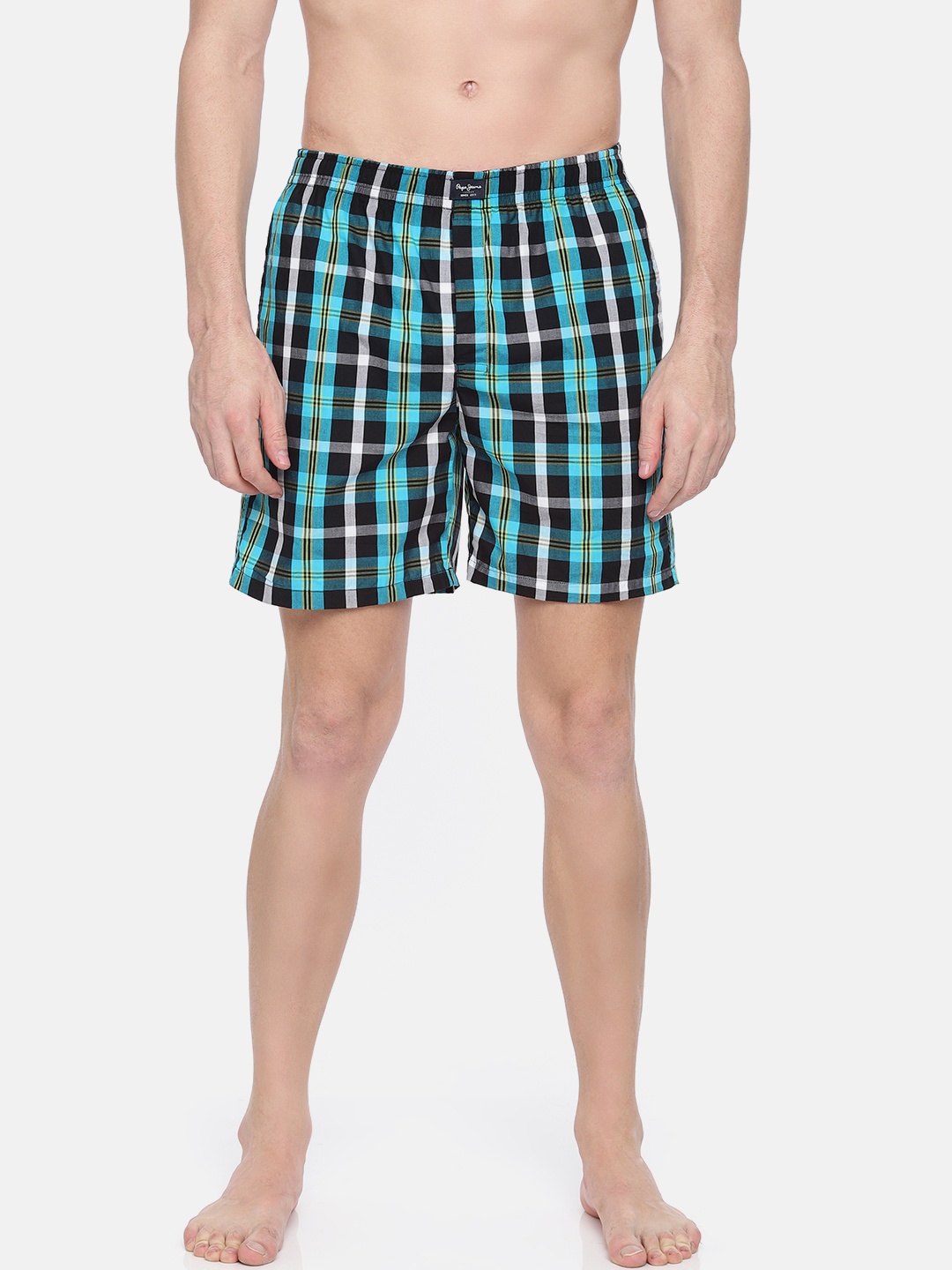 

Pepe Jeans Men Black & Blue Checked Pure Cotton Boxers 8904311306047