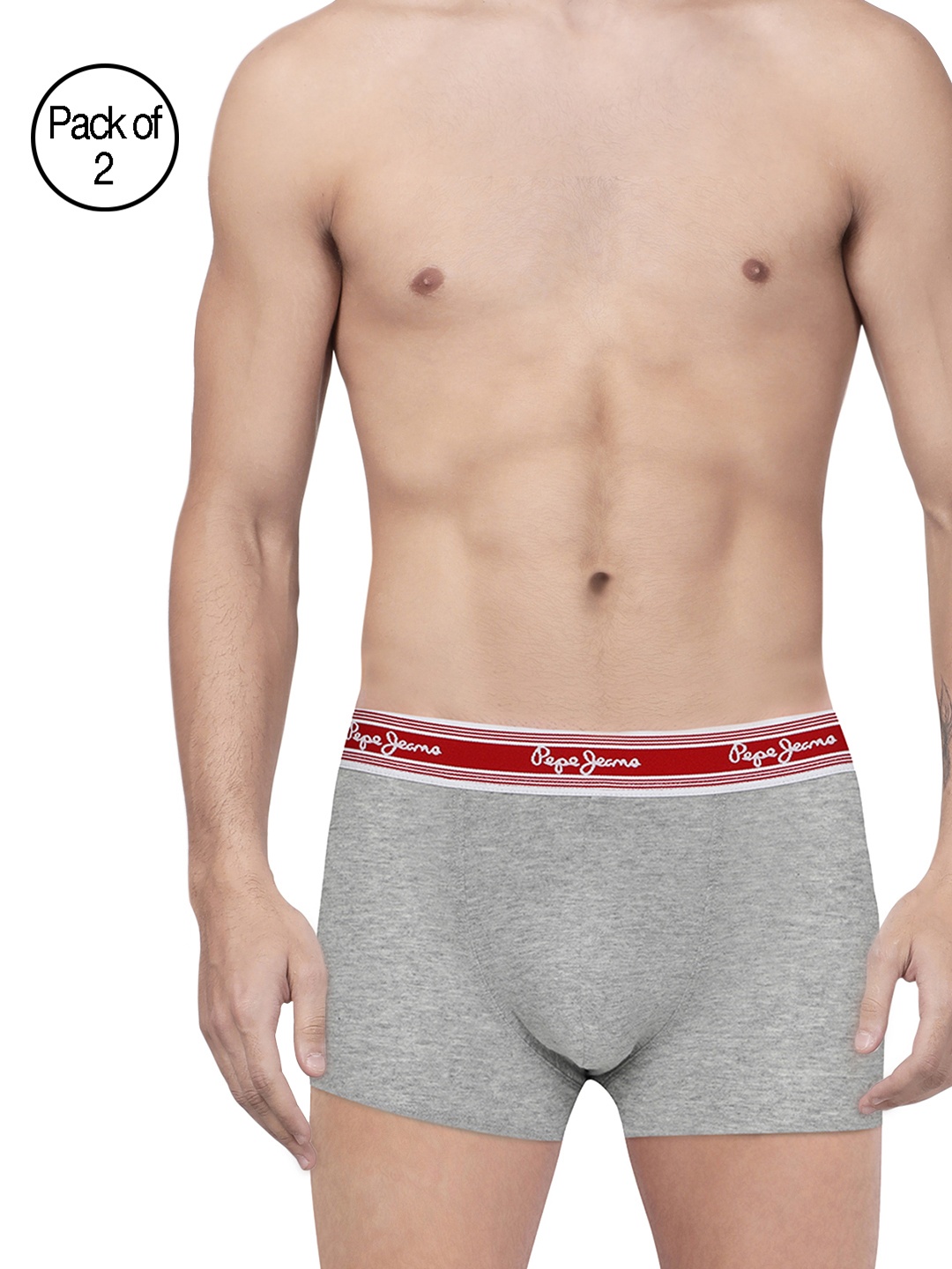 

Pepe Jeans Men Grey Solid Pack Of 2 Hipster Trunks 8904311301653