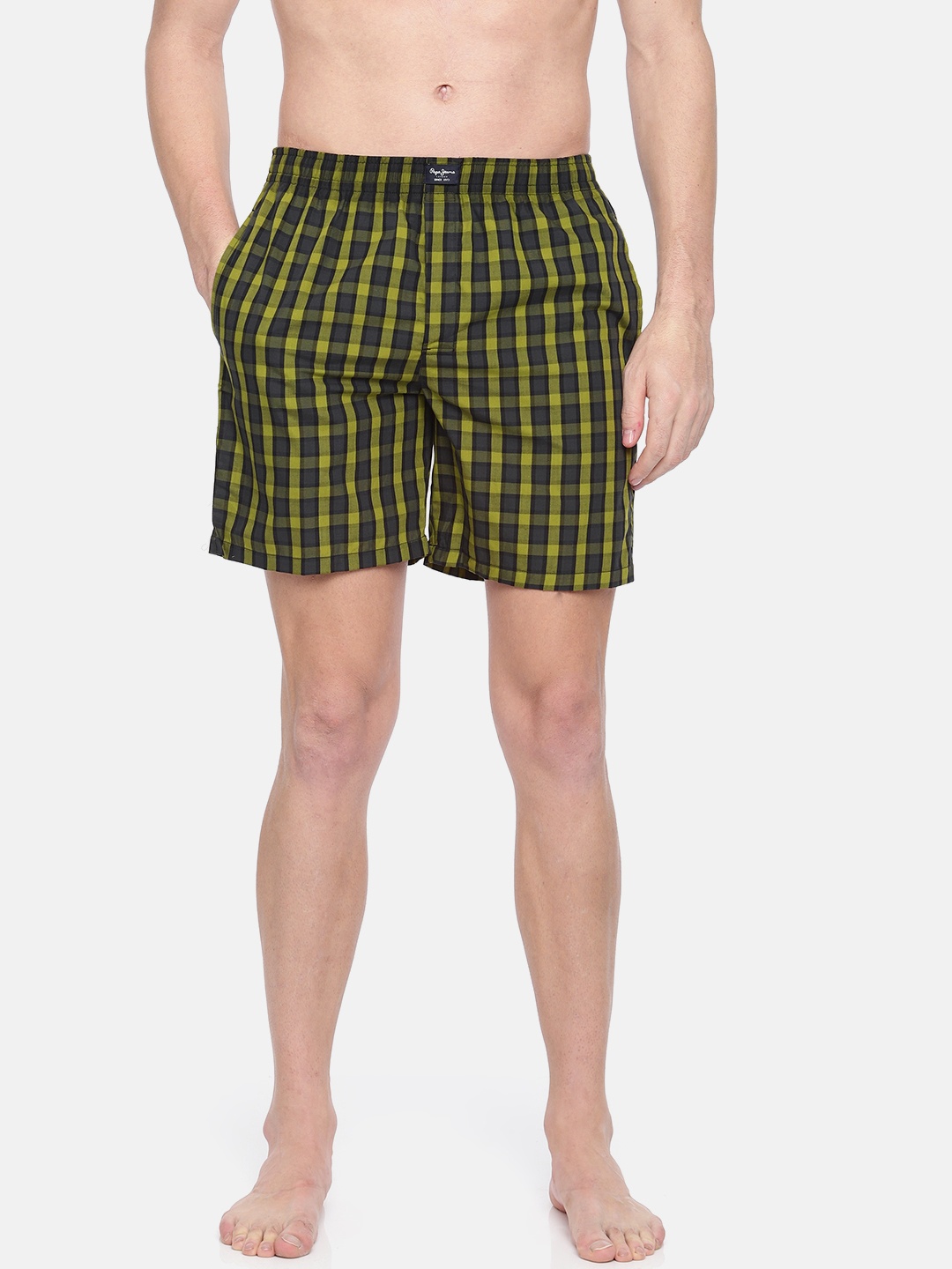 

Pepe Jeans Men Green & Black Checked Pure Cotton Boxers 8904311306122