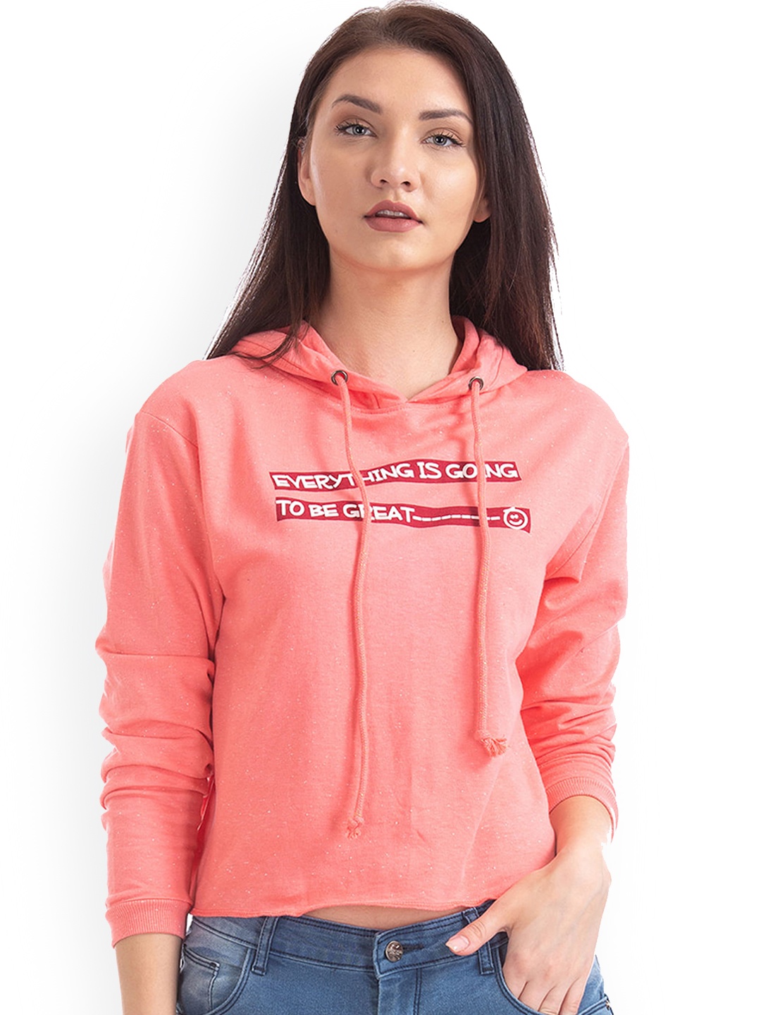 

Sugr Women Pink Printed Hooded Sweatshirt