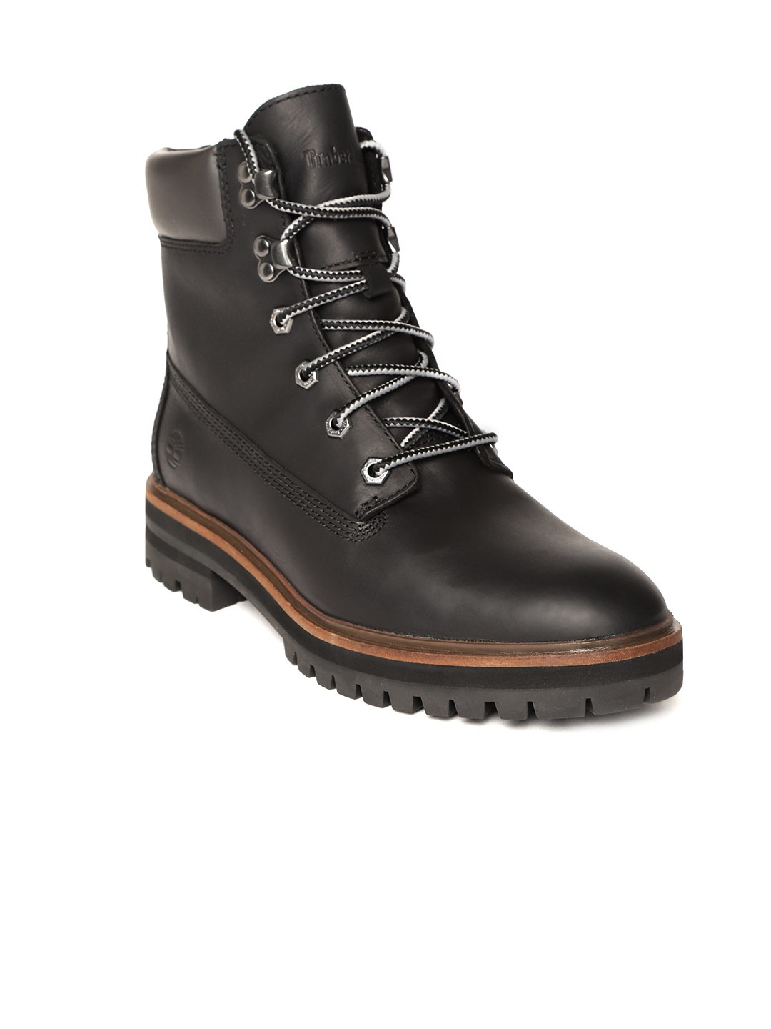 

Timberland Women Black Solid Leather LONDON SQ 6IN BLK,FQ High-Top Flat Boots