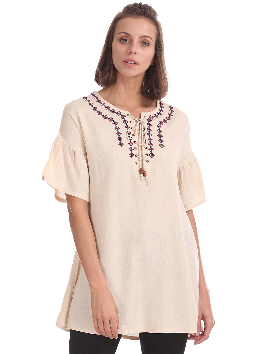 

Bronz Beige Solid Tunic