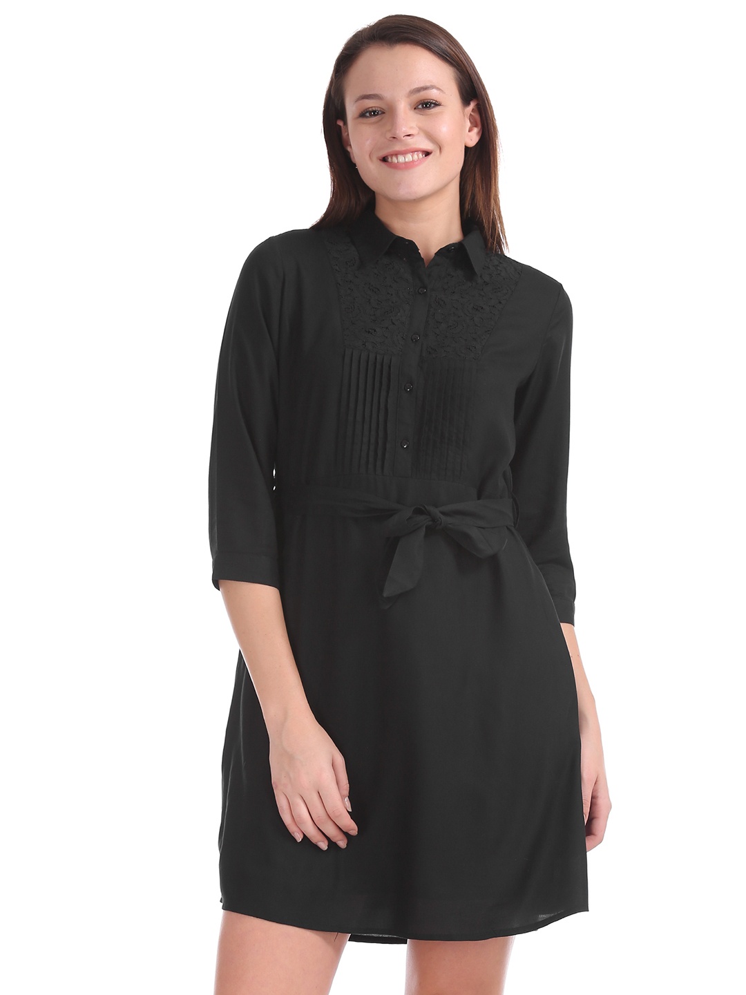 

Cherokee Women Black Solid Shirt Dress