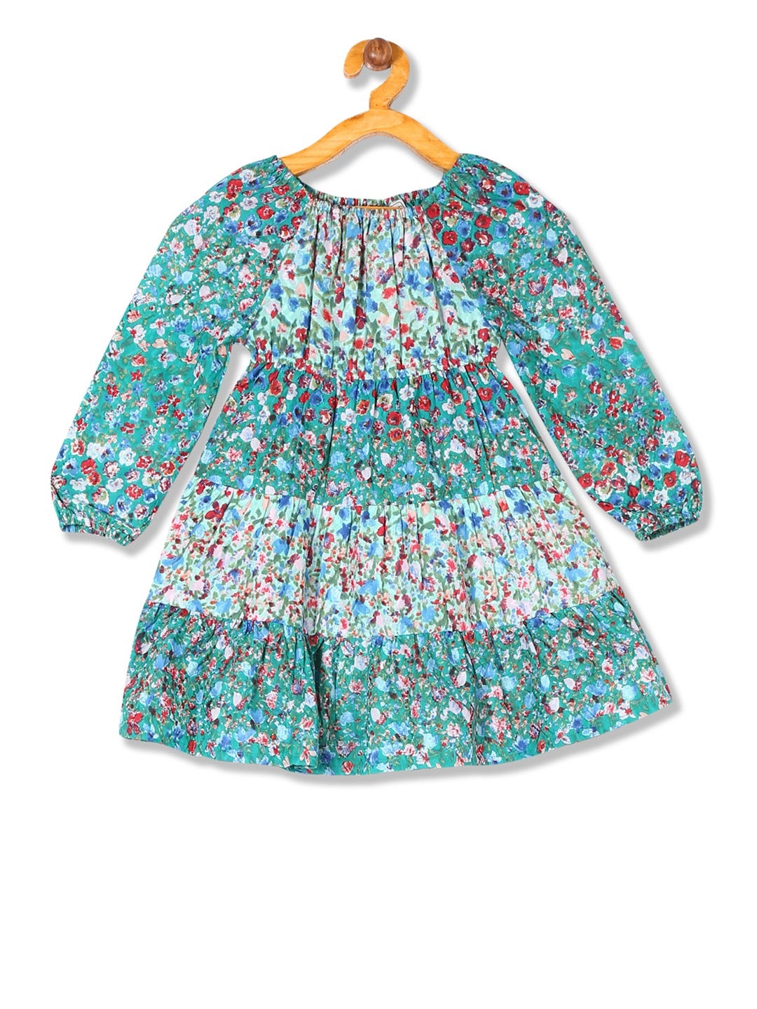 

Cherokee Girls Green Printed Fit and Flare Dress