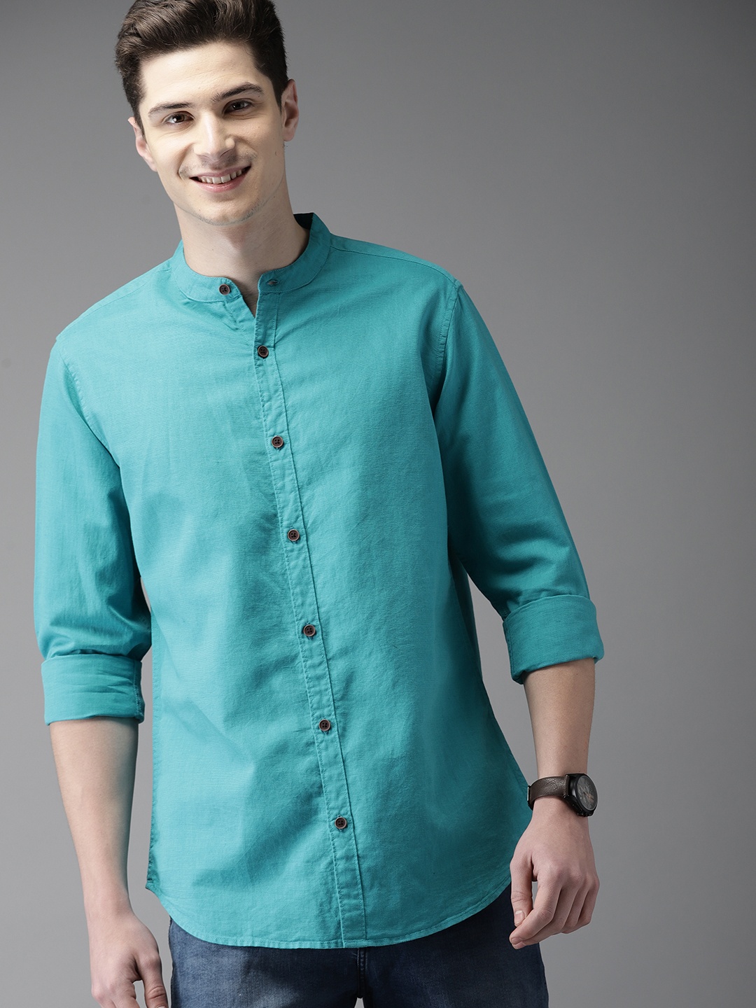 

HERE&NOW Men Blue Regular Fit Solid Casual Shirt