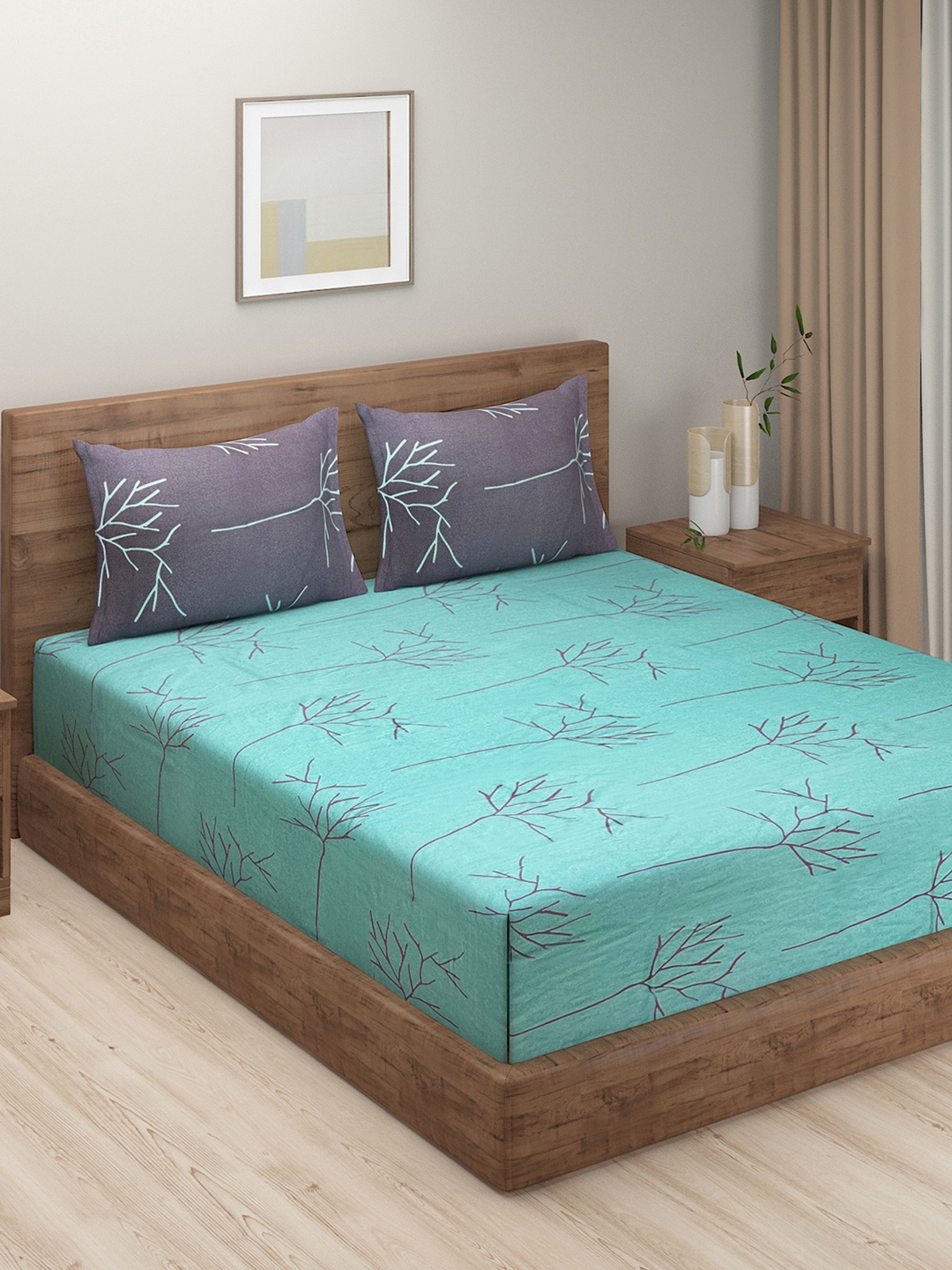 

SWAYAM Green An&a Abstract Print 210 TC Cotton King Bedsheet Set