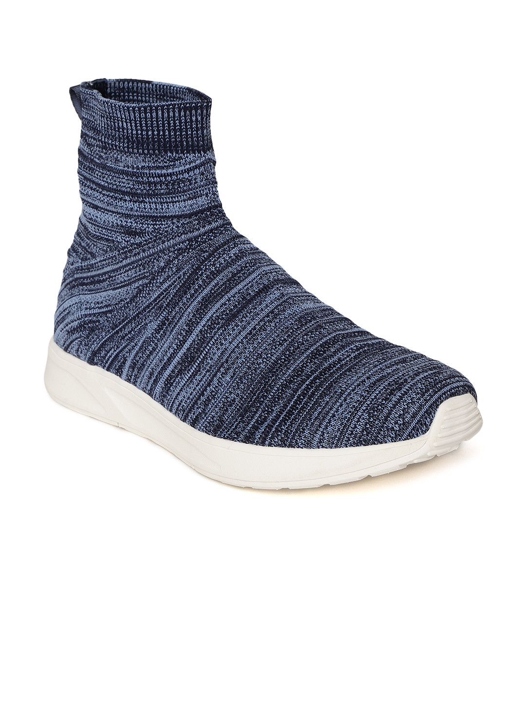 

United Colors of Benetton Men Navy Blue Woven Design Mid-Top Sneakers