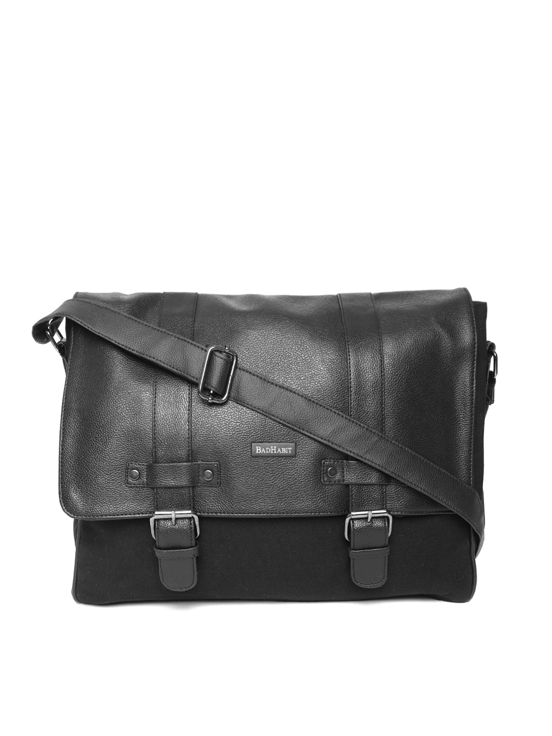 

BAD HABIT Men Black Laptop Messenger Bag