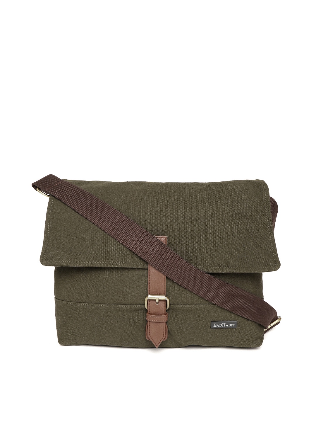 

BAD HABIT Unisex Olive Green Solid Messenger Bag