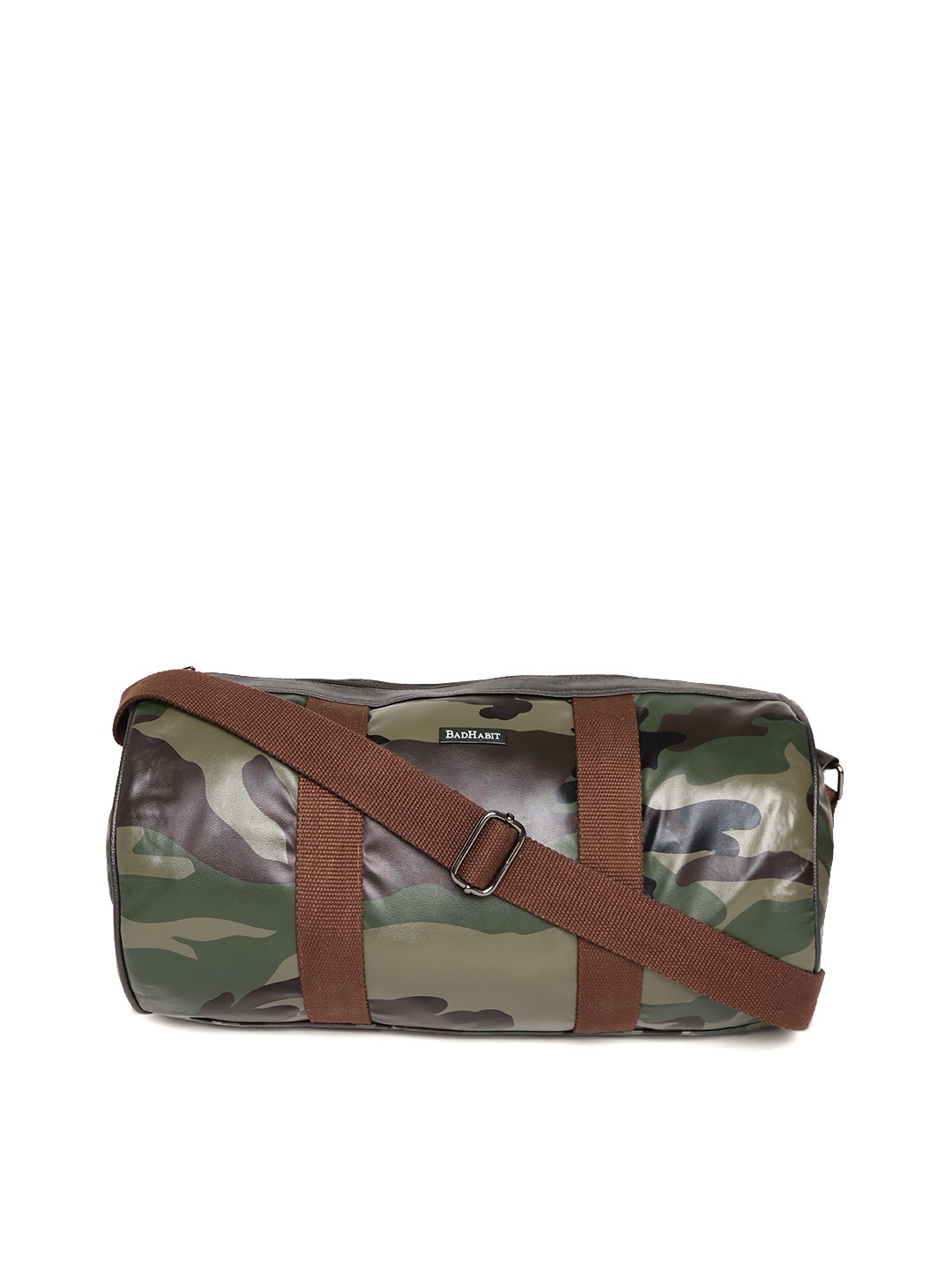 

BAD HABIT Unisex Olive Green & Black Camouflage Print Duffel Bag