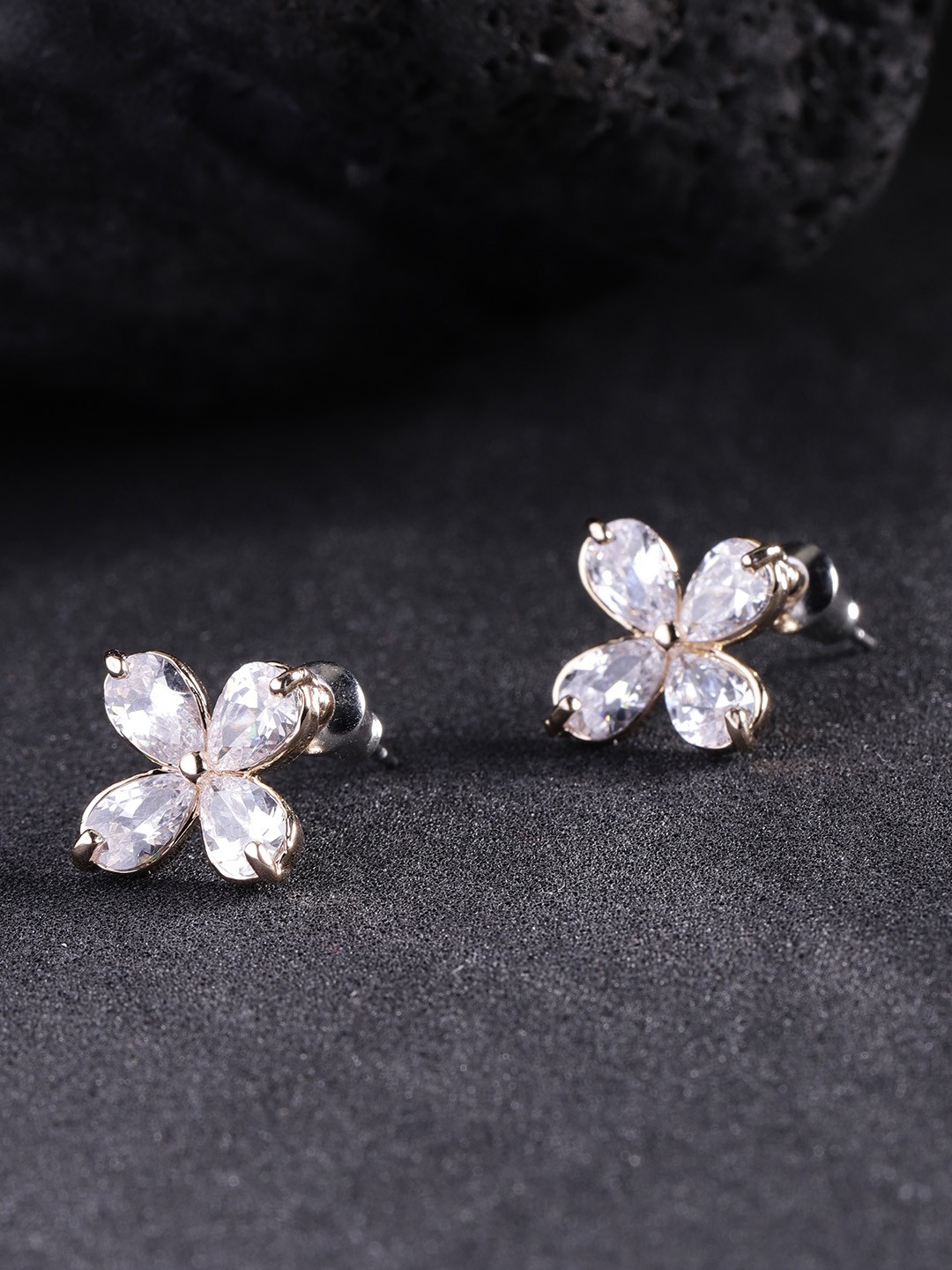 

Carlton London Gold-Plated CZ-Studded Floral Studs