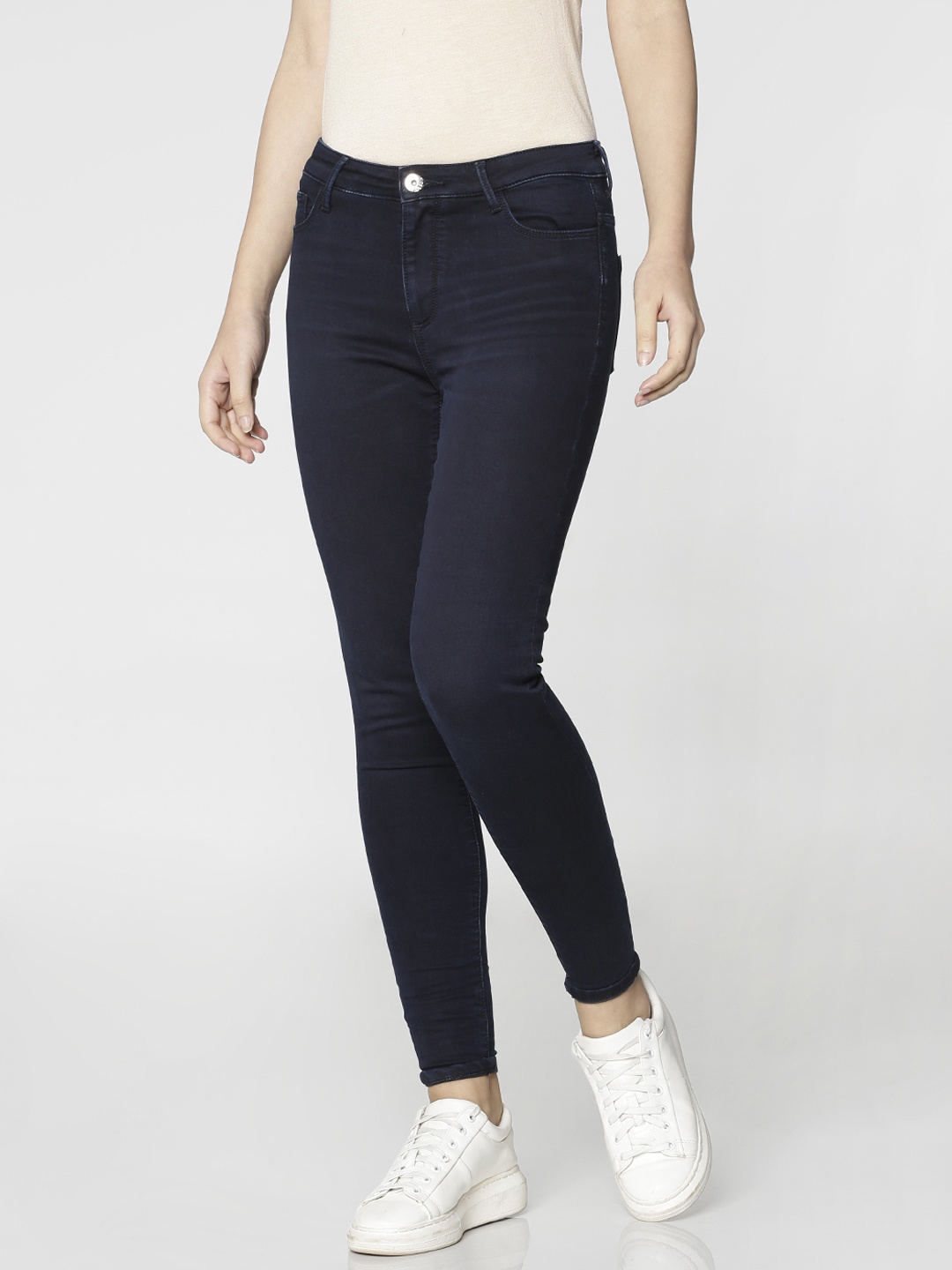 

ONLY Women Navy Blue Skinny Fit High-Rise Clean Look Stretchable Jeans