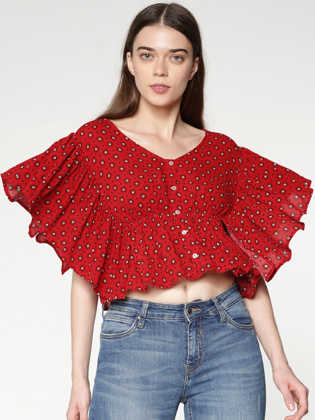 

ONLY Women Red Printed Crop Top