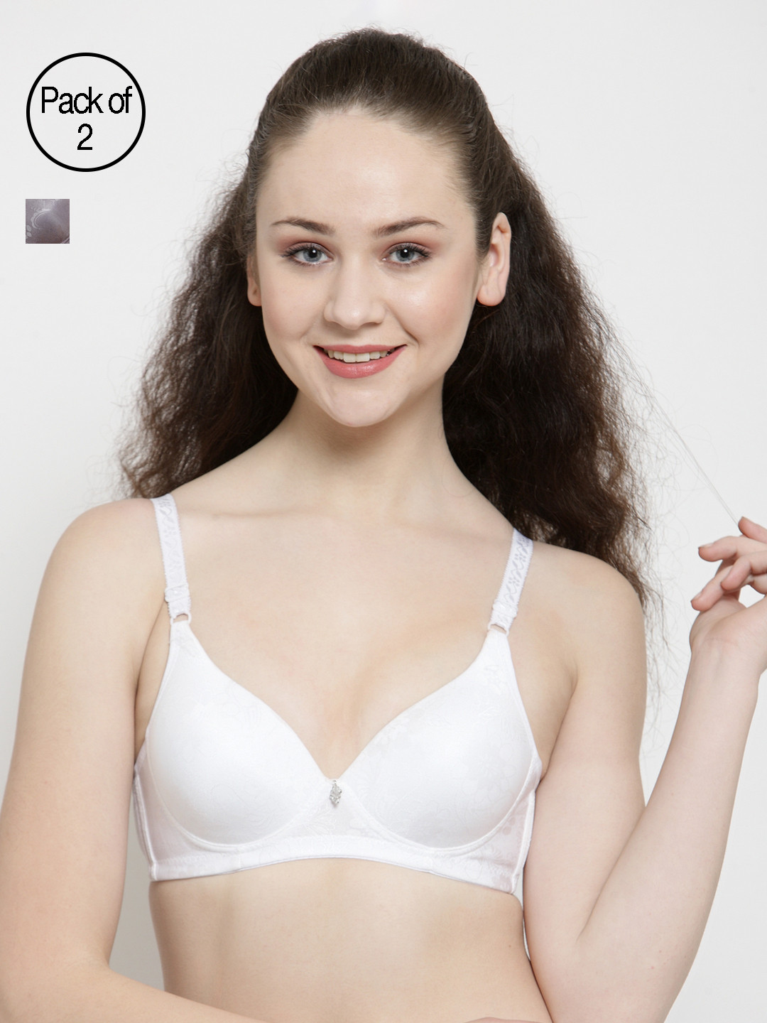 

Friskers Women Pack of 2 Printed Push-Up Bras O-3322-02-27, White