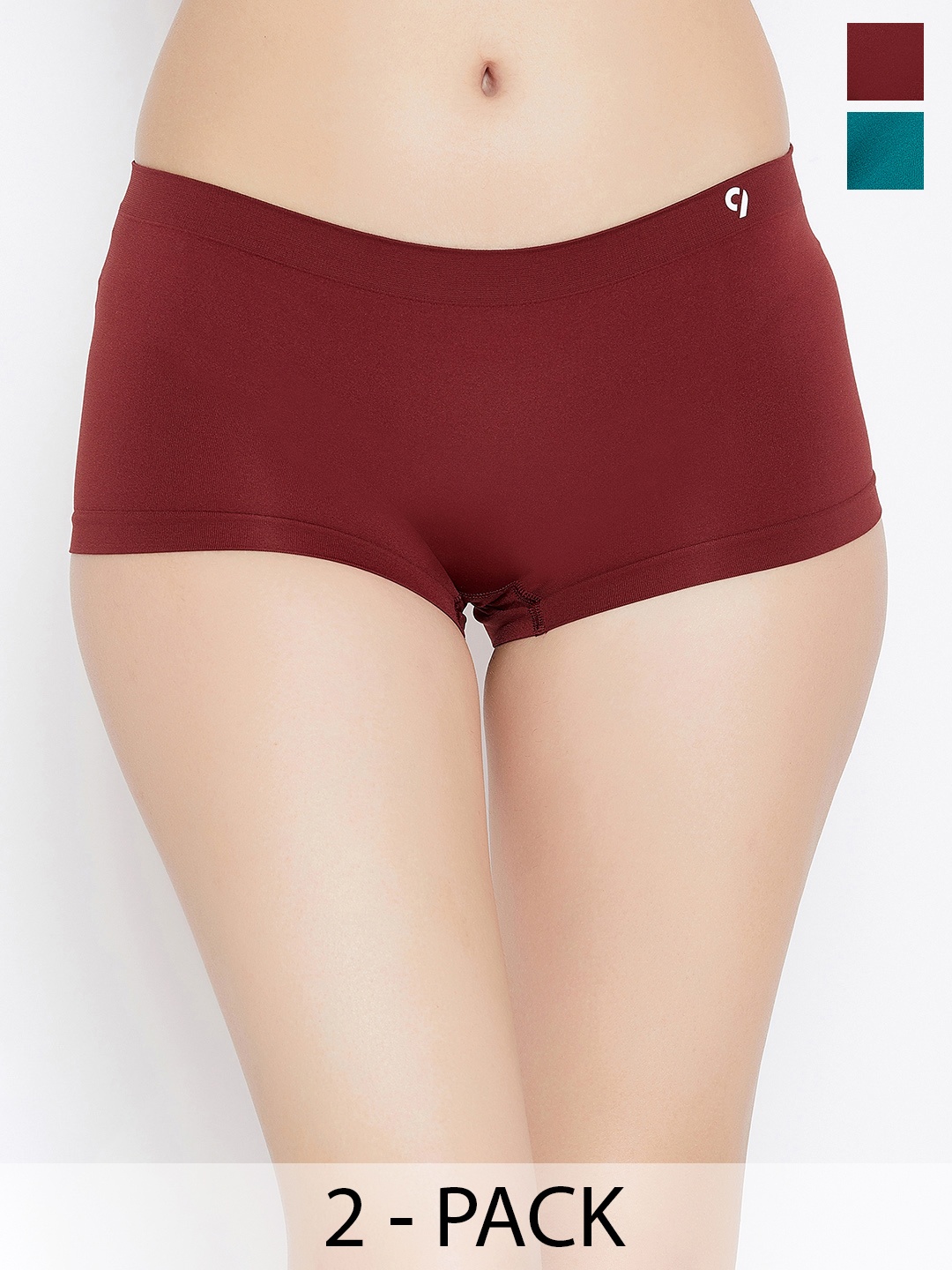 

C9 AIRWEAR Women Seamless Pack of 2 Solid Boy Shorts, Maroon