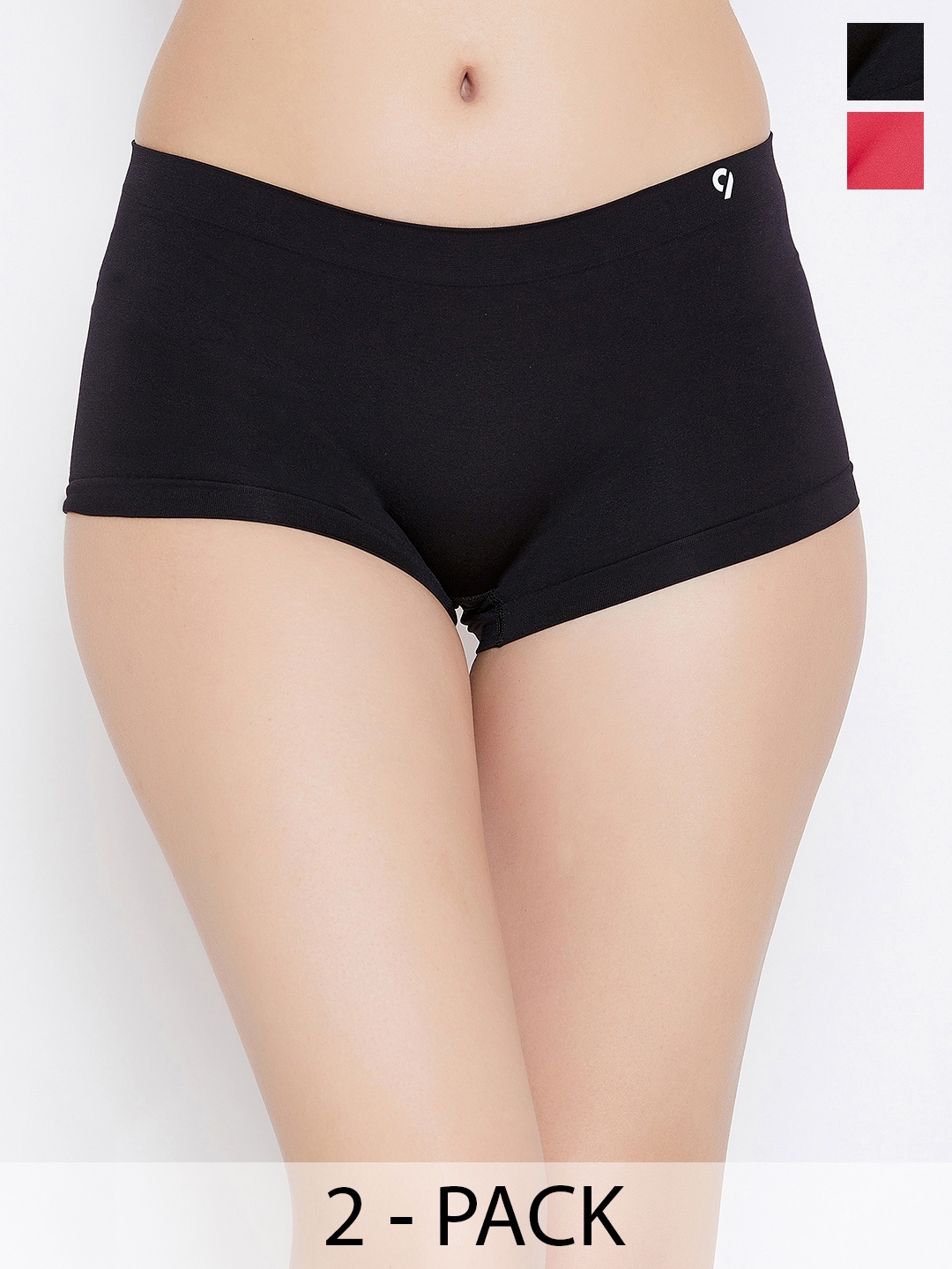 

C9 AIRWEAR Women Seamless Pack of 2 Solid Boy Shorts, Black