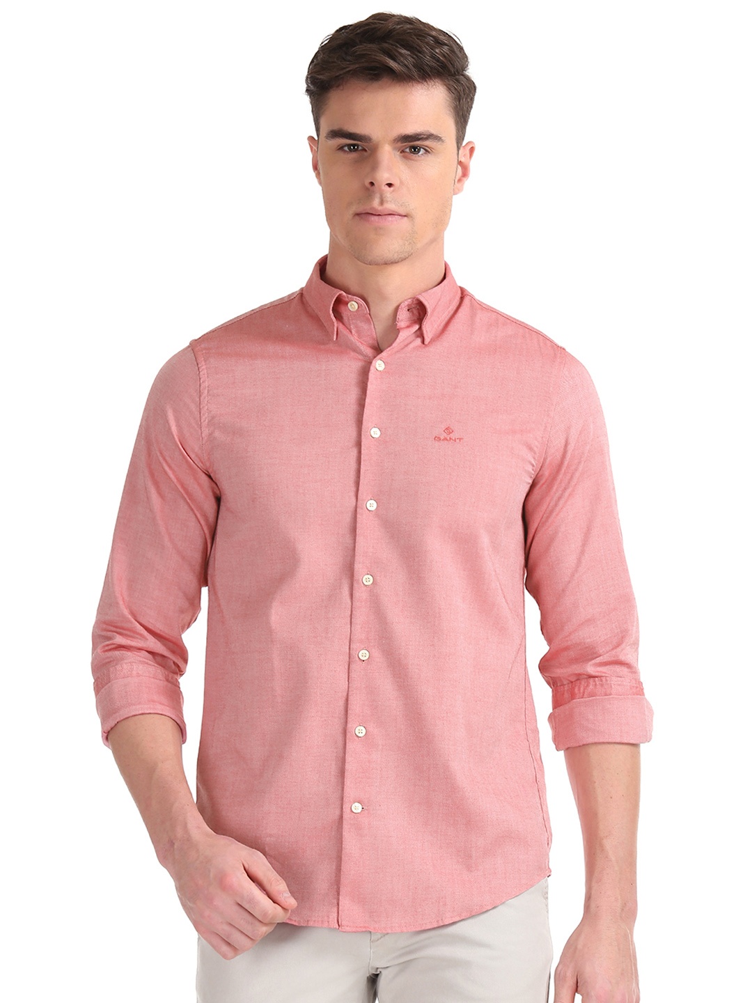 

GANT Men Red Regular Fit Solid Casual Shirt