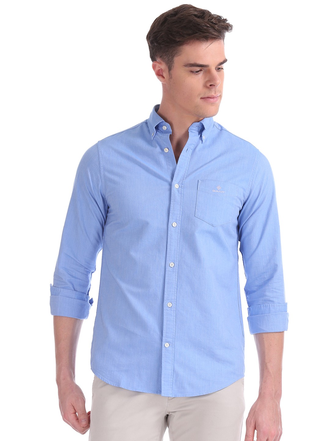 

GANT Men Blue Regular Fit Solid Casual Shirt