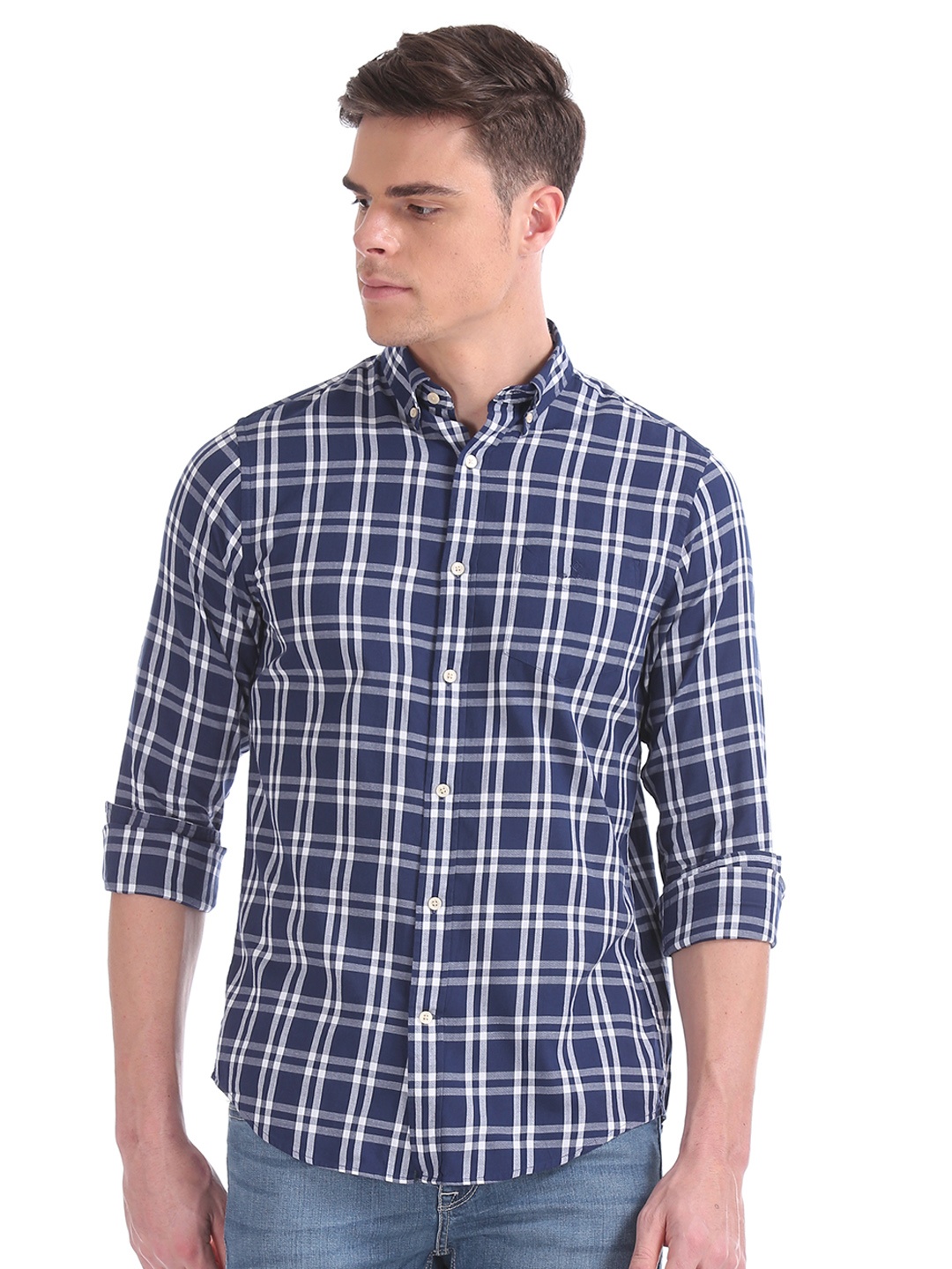 

GANT Men Blue Regular Fit Checked Casual Shirt