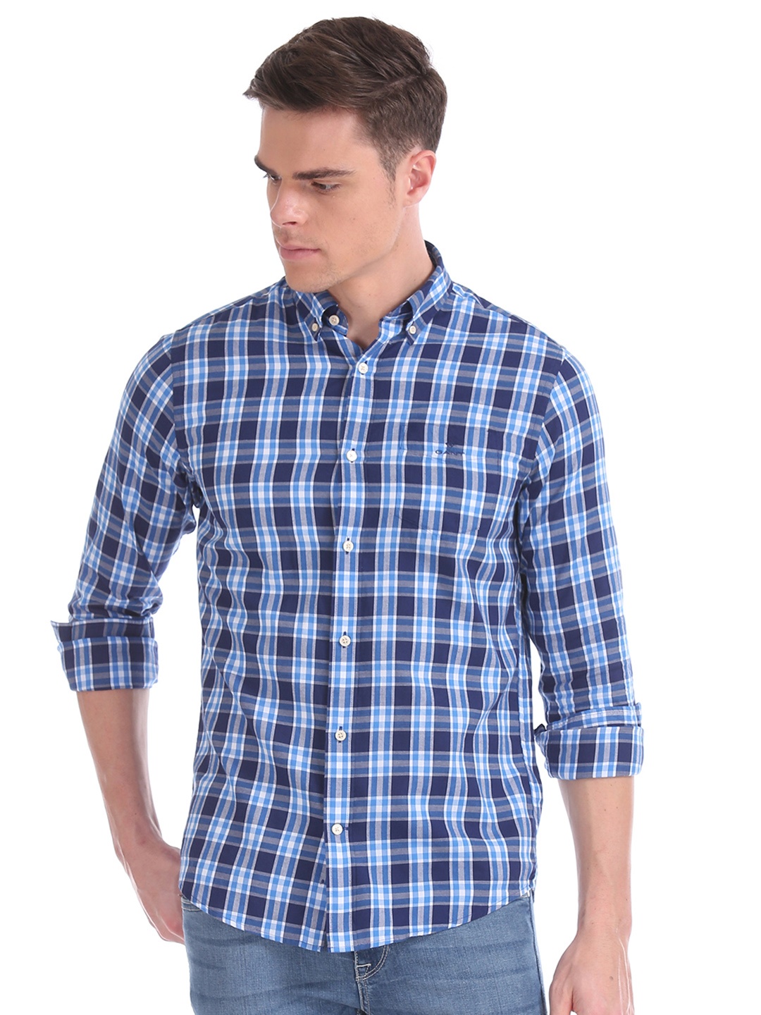 

GANT Men Blue Regular Fit Checked Casual Shirt