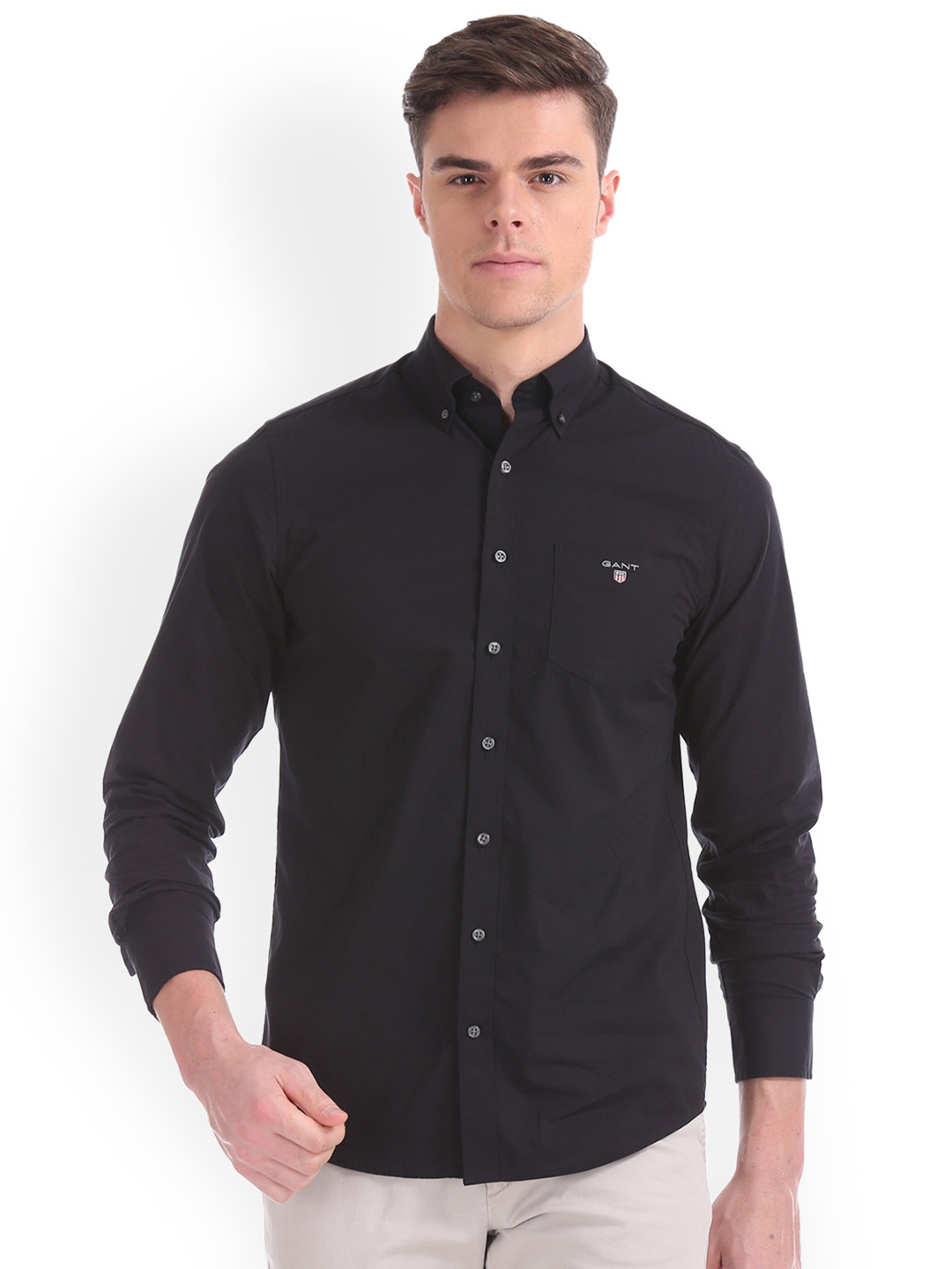 

GANT Men Black Regular Fit Solid Casual Shirt