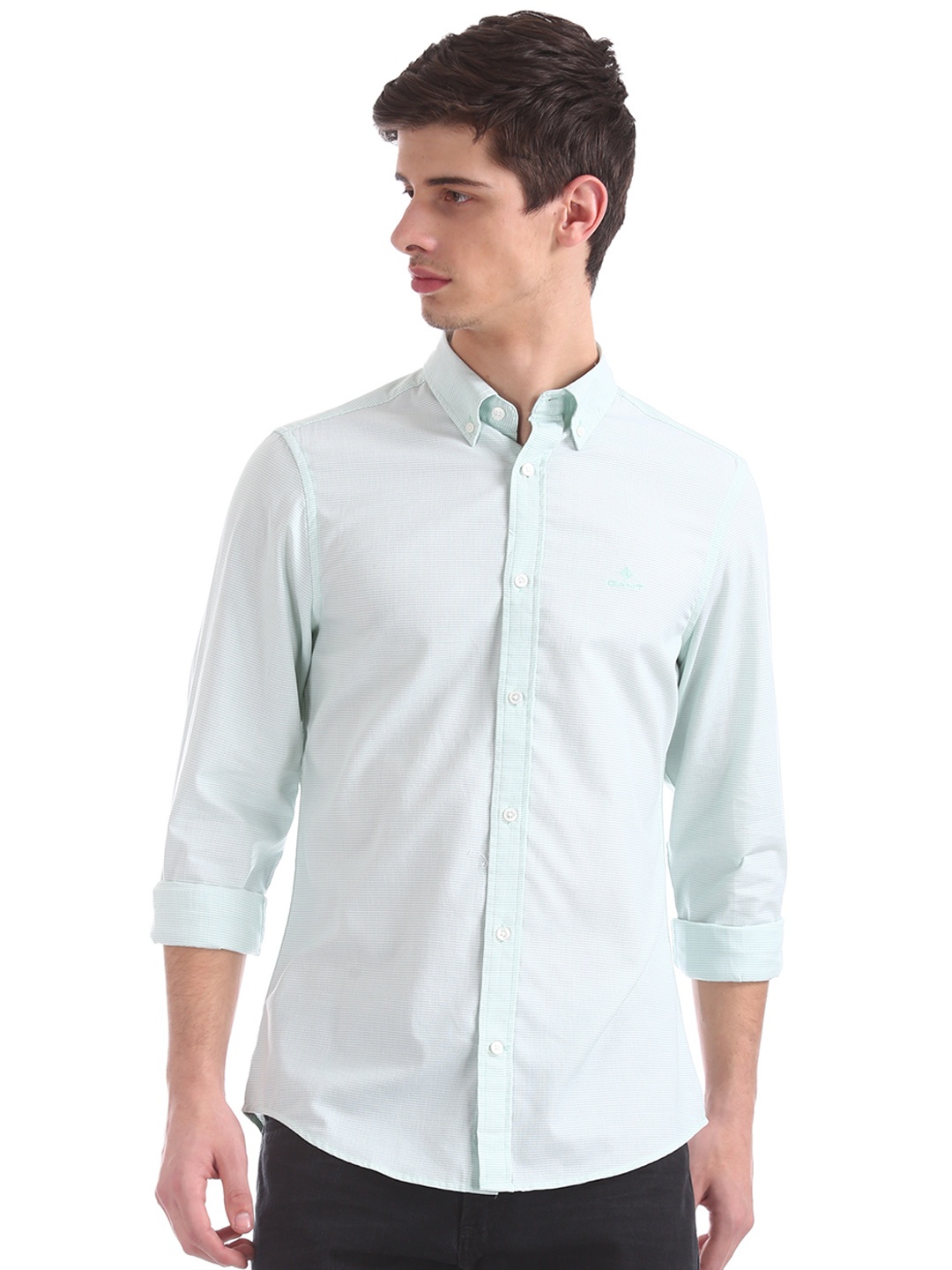 

GANT Men Green Slim Fit Checked Casual Shirt