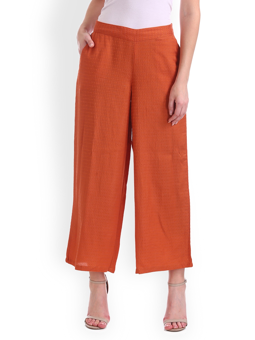 

Bronz Women Brown Straight Self Design Palazzos